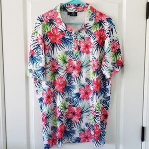 Greenside Men's Golf Polo Shirt Aloha Spring Floral Stretch Breathable Sz Large